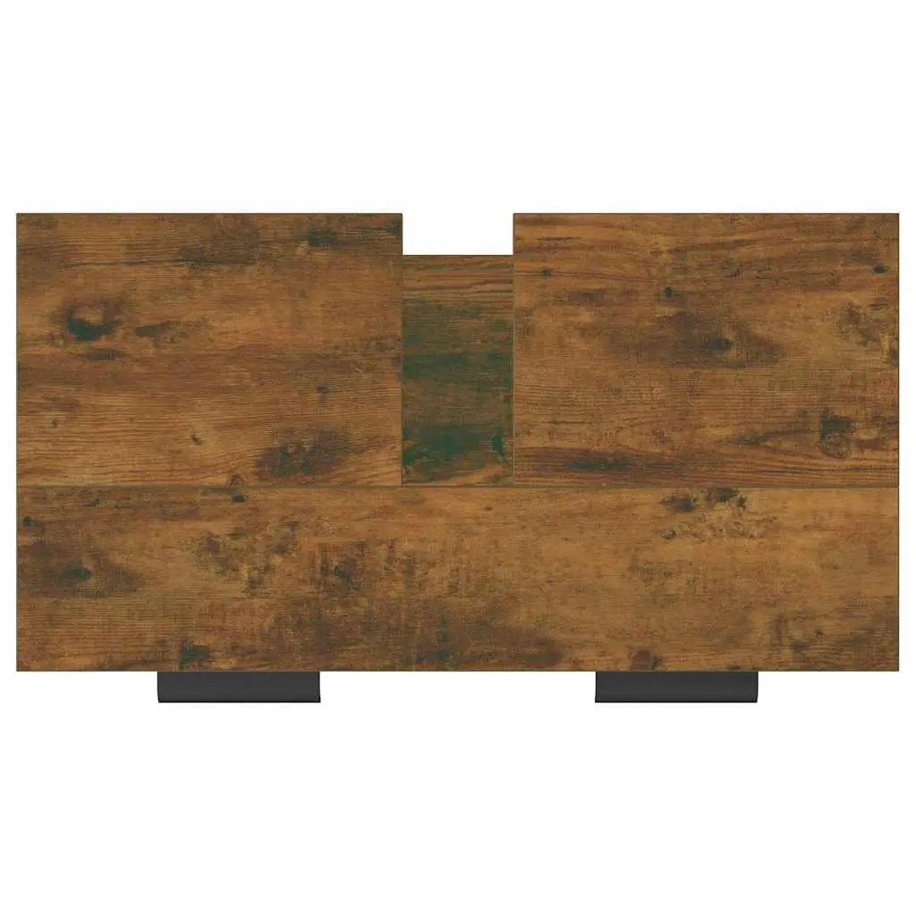 Bathroom Storage Cabinet Smoked Oak Brown Engineered Wood 64.5x33.5x59cm