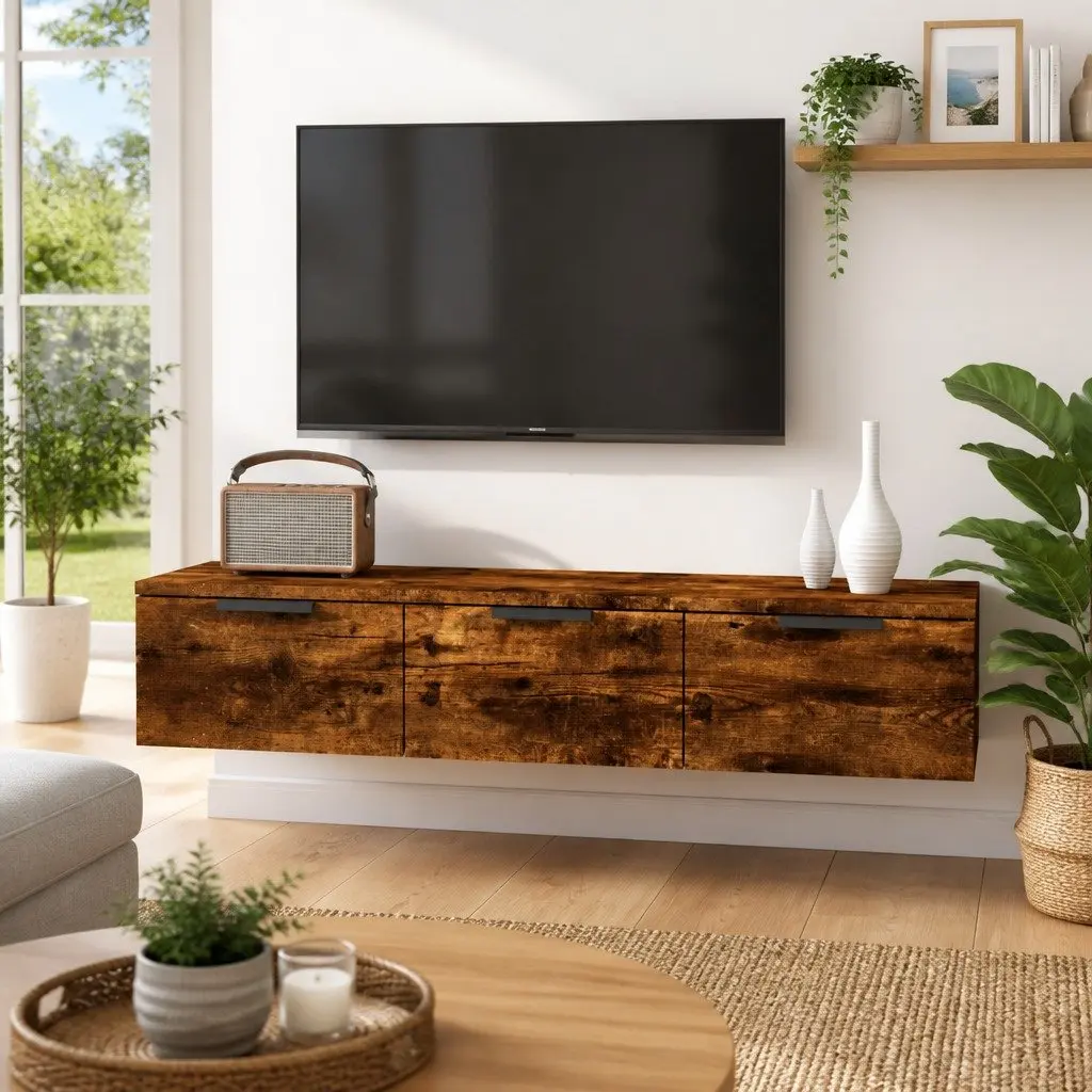Brown Floating Wall Cabinet Shelf 102x30x20cm