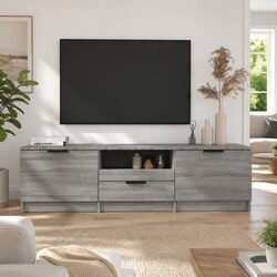 TV Cabinet Grey Sonoma 140x35x40 cm Storage Unit with Drawer Compartments