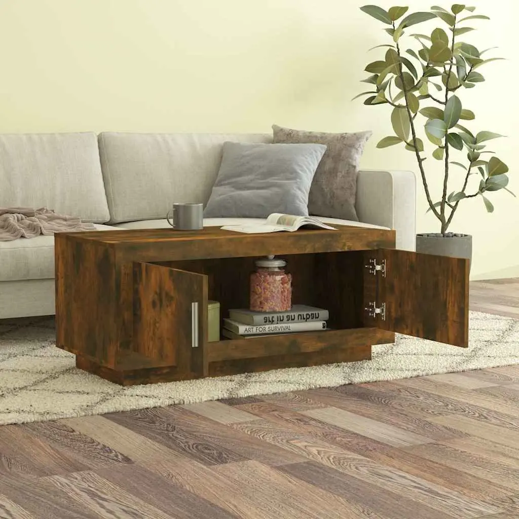Coffee Table Brown Engineered Wood Living Room Accent Furniture Storage Display
