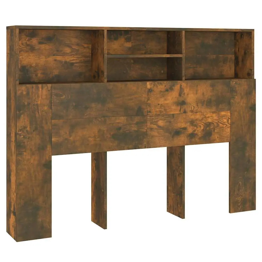 Headboard Cabinet Wall-Mounted Storage Compartment Brown Engineered Wood 140cm