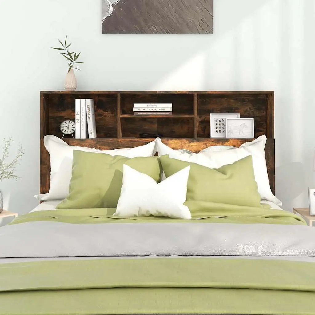 Headboard Cabinet Wall-Mounted Storage Compartment Brown Engineered Wood 140cm