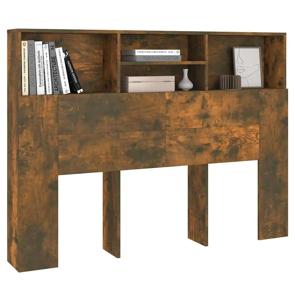 Headboard Cabinet Wall-Mounted Storage Compartment Brown Engineered Wood 140cm
