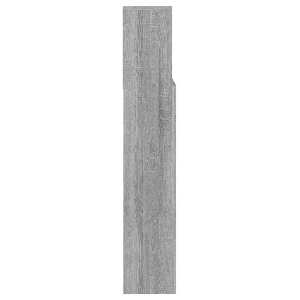 Headboard Cabinet Grey Wall-Mounted 140 cm Bedroom Storage Compartments