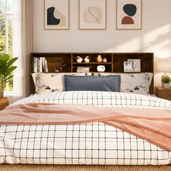 Your Friendly Brown Headboard Cabinet for Storage