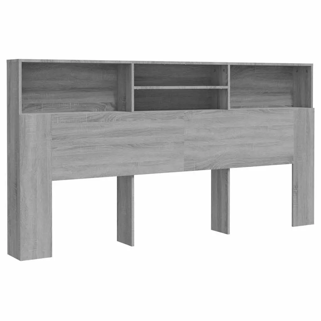 Headboard Cabinet Grey 200cm Bedroom Storage Wall-Mounted Organiser Sonoma