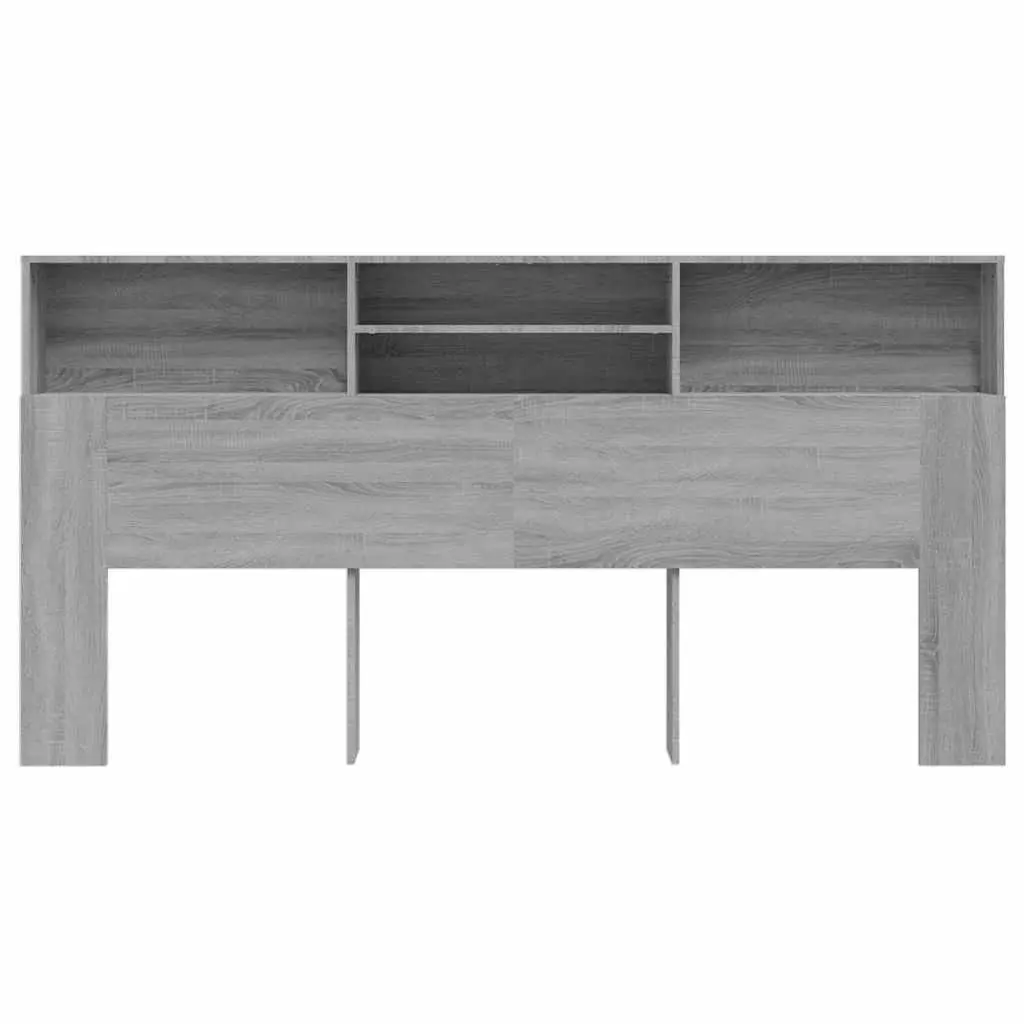 Headboard Cabinet Grey 200cm Bedroom Storage Wall-Mounted Organiser Sonoma