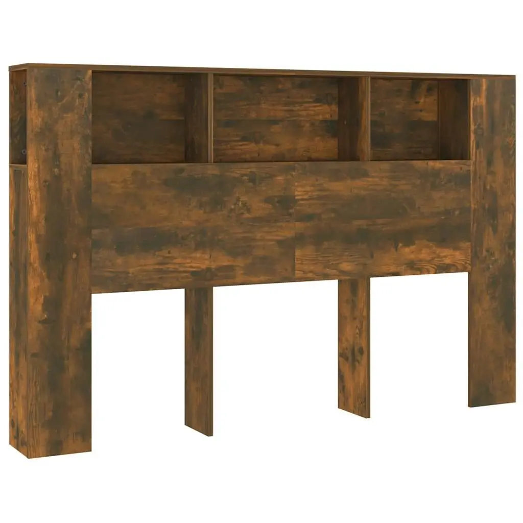 Headboard Cabinet Brown Smoked Oak 160cm Bedroom Storage Furniture