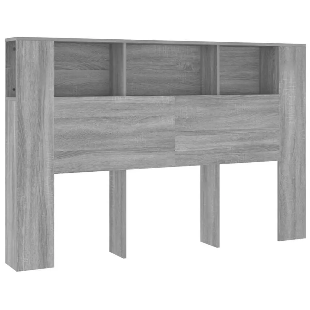 Grey Headboard Cabinet with Storage