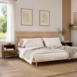 Bedside Cabinets 2 pcs Engineered Wood Nightstands Drawers Shelves Storage