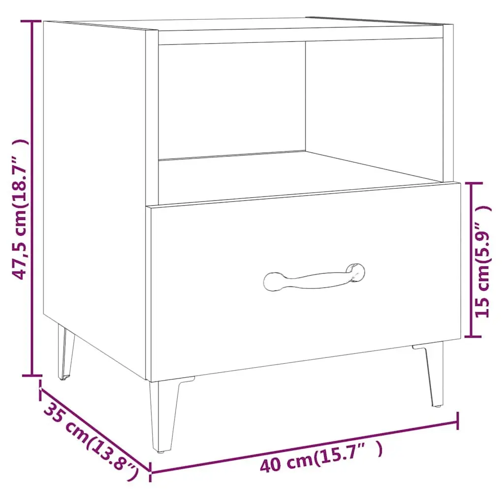 Bedside Cabinets 2 pcs Engineered Wood Nightstands Drawers Shelves Storage