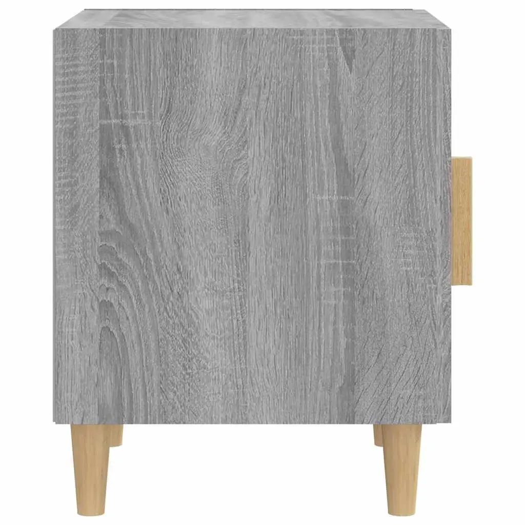 Bedside Cabinet Grey Engineered Wood Nightstand Storage Unit 2 Pieces