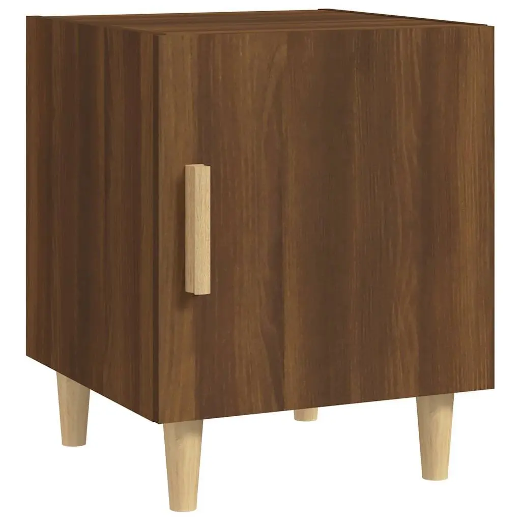 Bedside Cabinet with Storage Door Brown Engineered Wood Nightstand Table