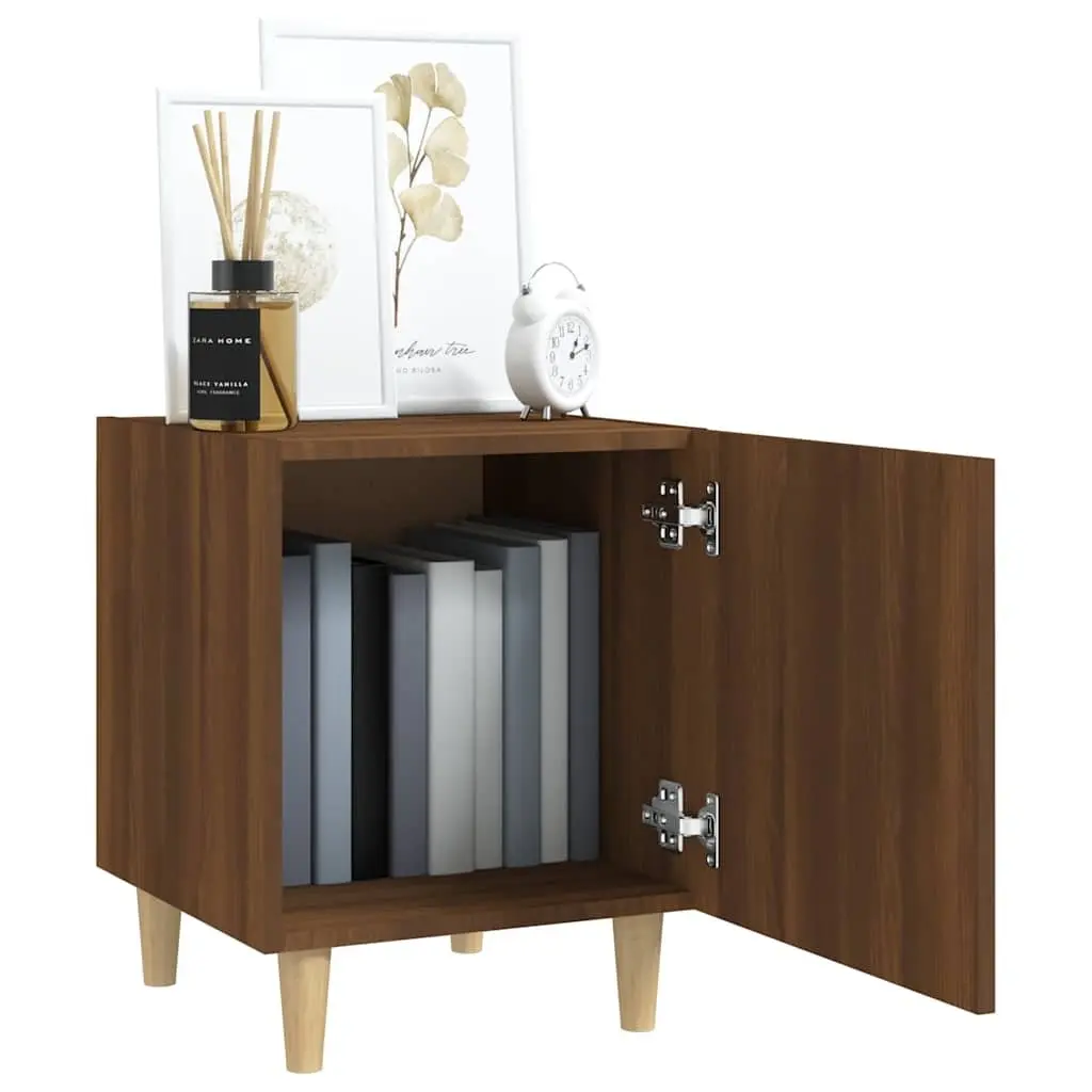 Bedside Cabinet with Storage Door Brown Engineered Wood Nightstand Table