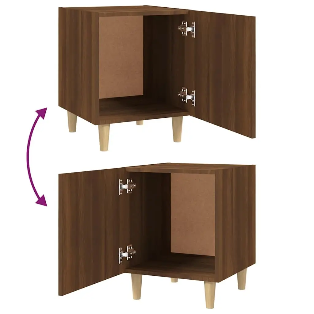 Bedside Cabinet with Storage Door Brown Engineered Wood Nightstand Table