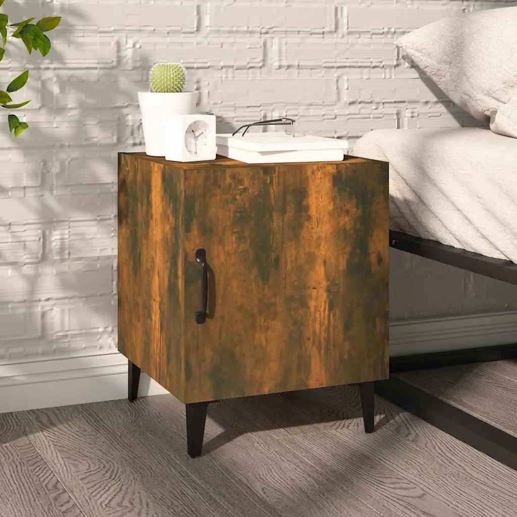 Bedside Cabinets Brown Engineered Wood Nightstand Storage Organizer 2 Pieces