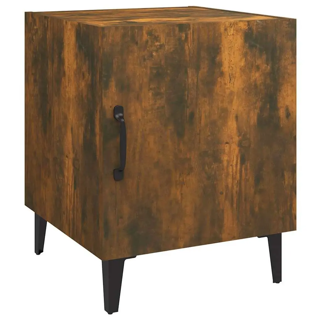 Bedside Cabinets Brown Engineered Wood Nightstand Storage Organizer 2 Pieces