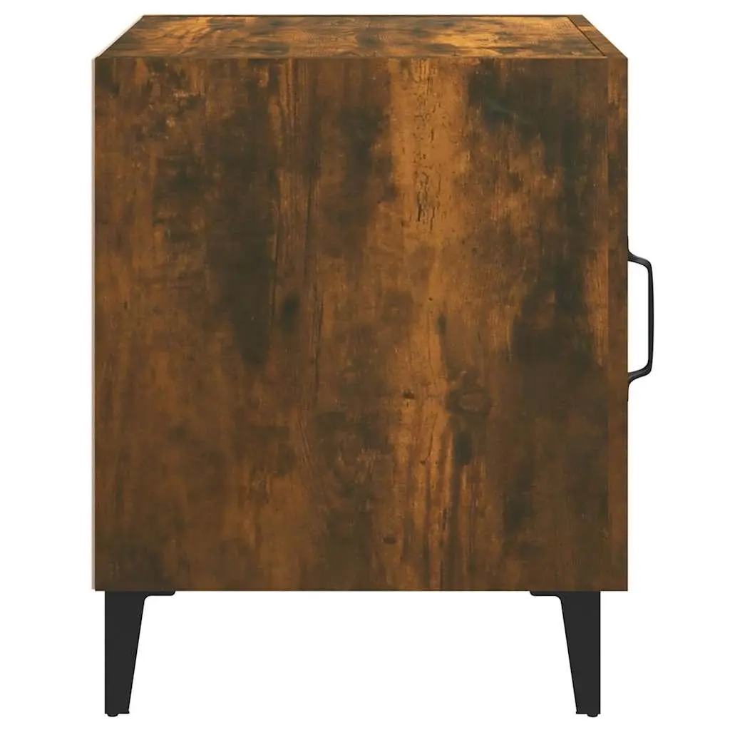 Bedside Cabinets Brown Engineered Wood Nightstand Storage Organizer 2 Pieces