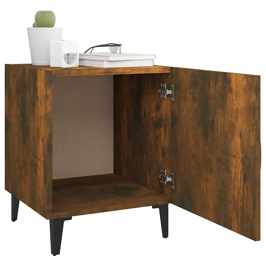 Bedside Cabinets Brown Engineered Wood Nightstand Storage Organizer 2 Pieces