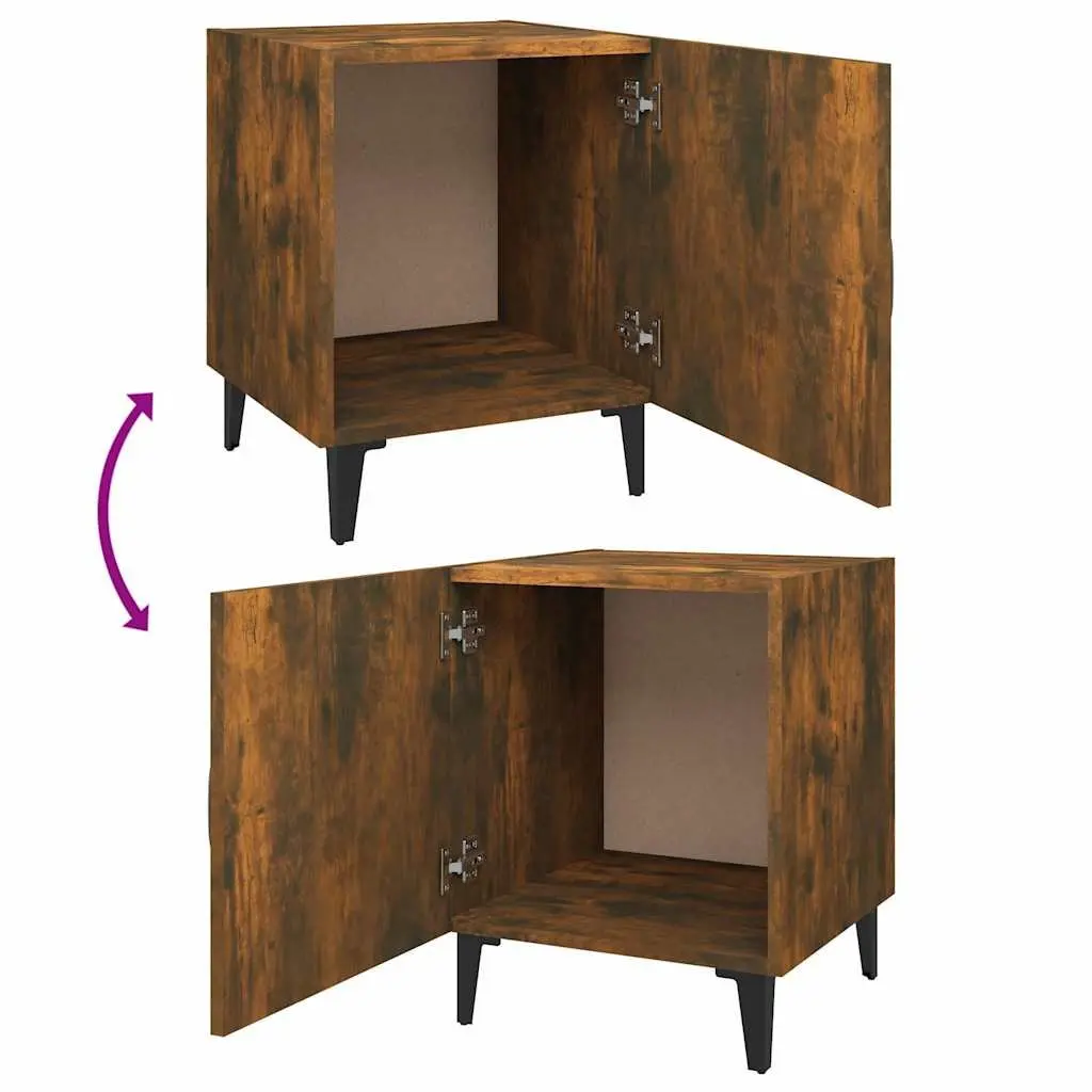 Bedside Cabinets Brown Engineered Wood Nightstand Storage Organizer 2 Pieces