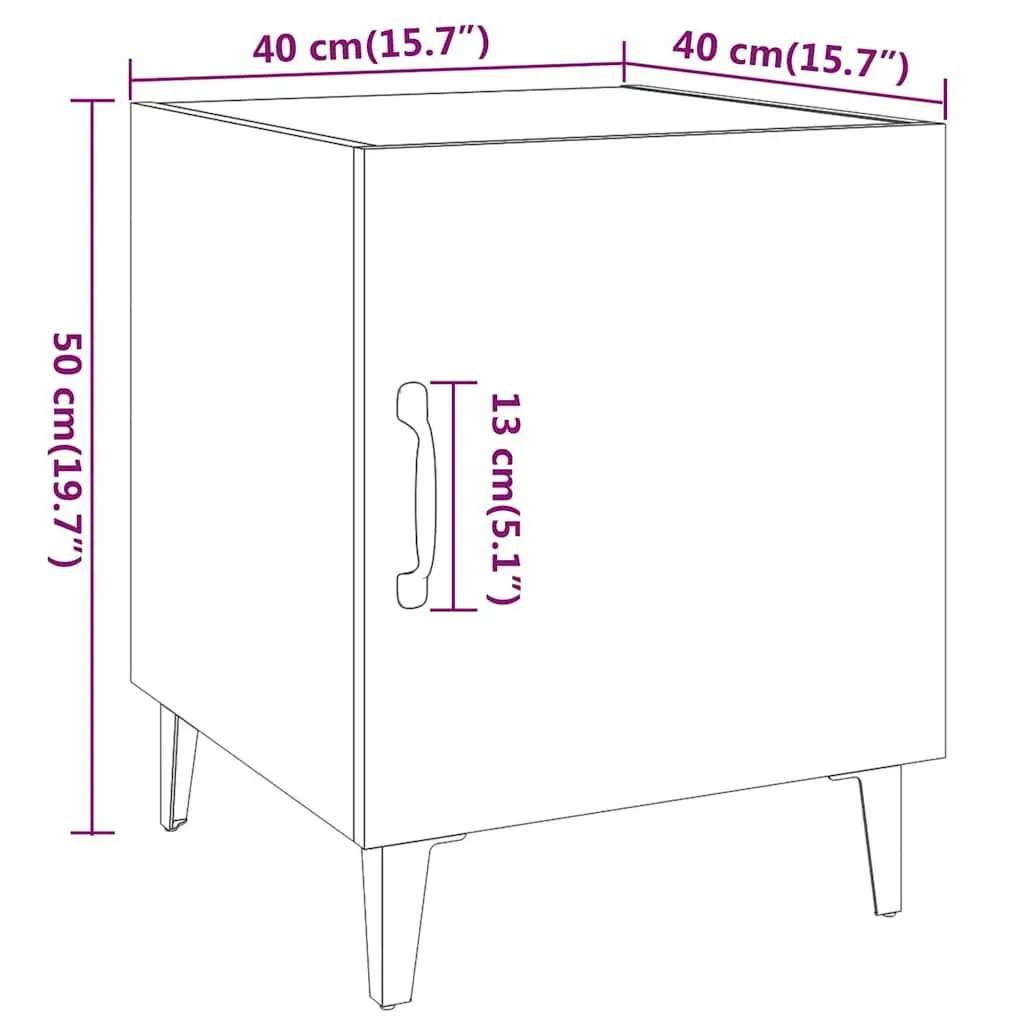 Bedside Cabinets Brown Engineered Wood Nightstand Storage Organizer 2 Pieces
