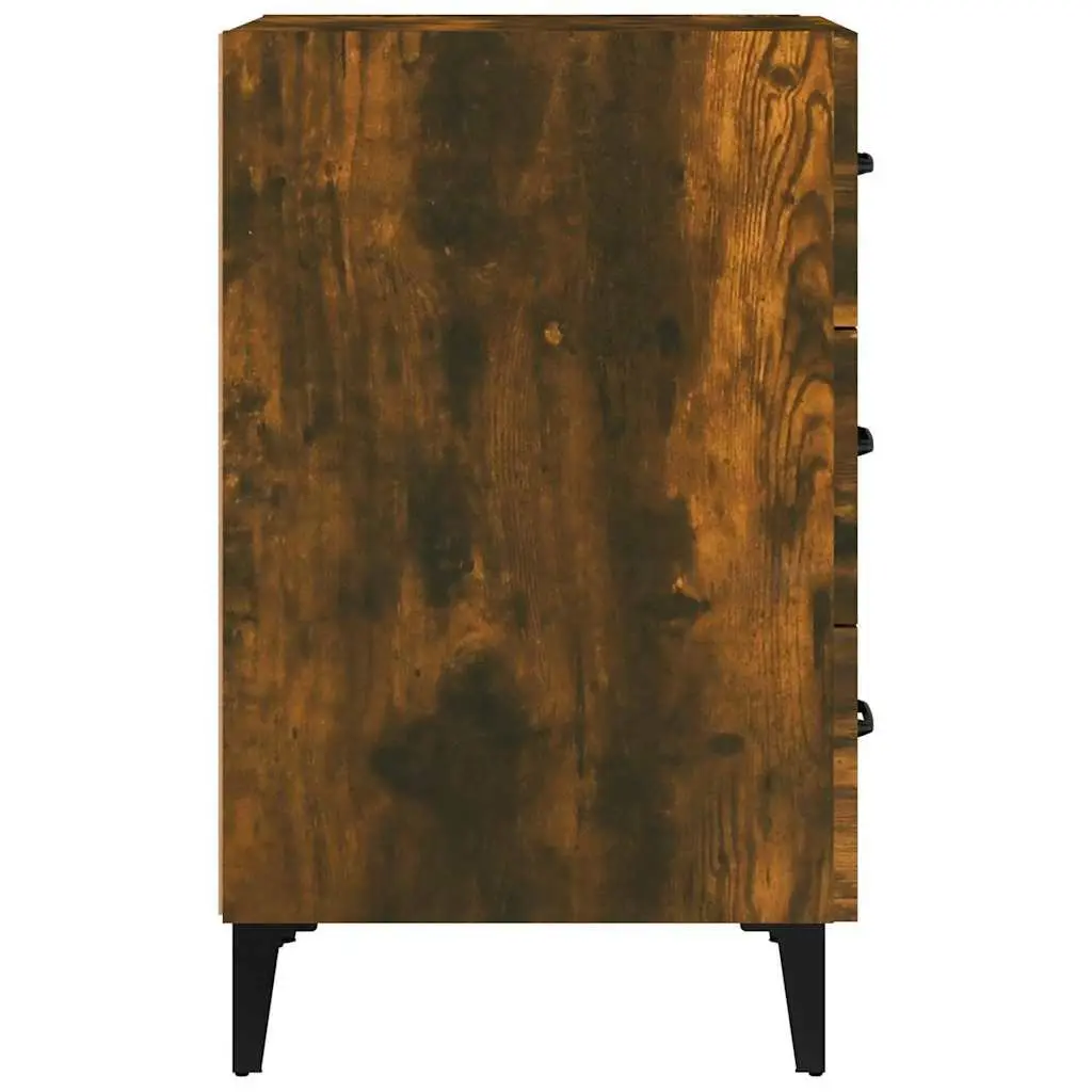 Bedside Cabinet Brown Engineered Wood 3 Drawers Nightstand Storage Table