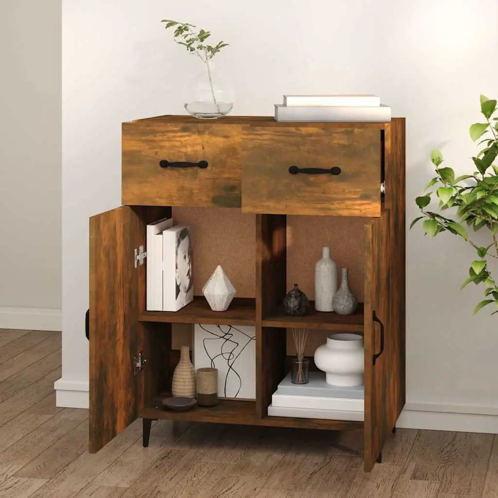 Sideboard with 2 Doors 2 Drawers Engineered Wood Brown 69.5 x 34 x 90 cm