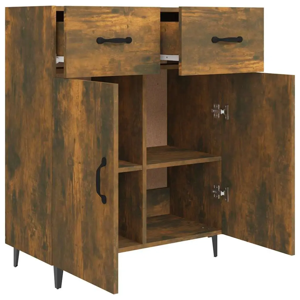 Sideboard with 2 Doors 2 Drawers Engineered Wood Brown 69.5 x 34 x 90 cm