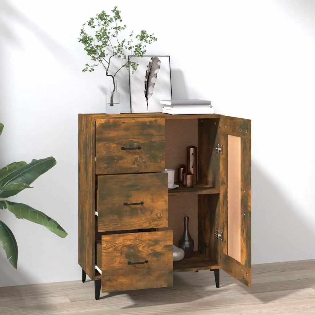 Engineered Wood Sideboard Storage Cabinet with Multiple Compartments Brown 69.5x34x90cm for Living Room