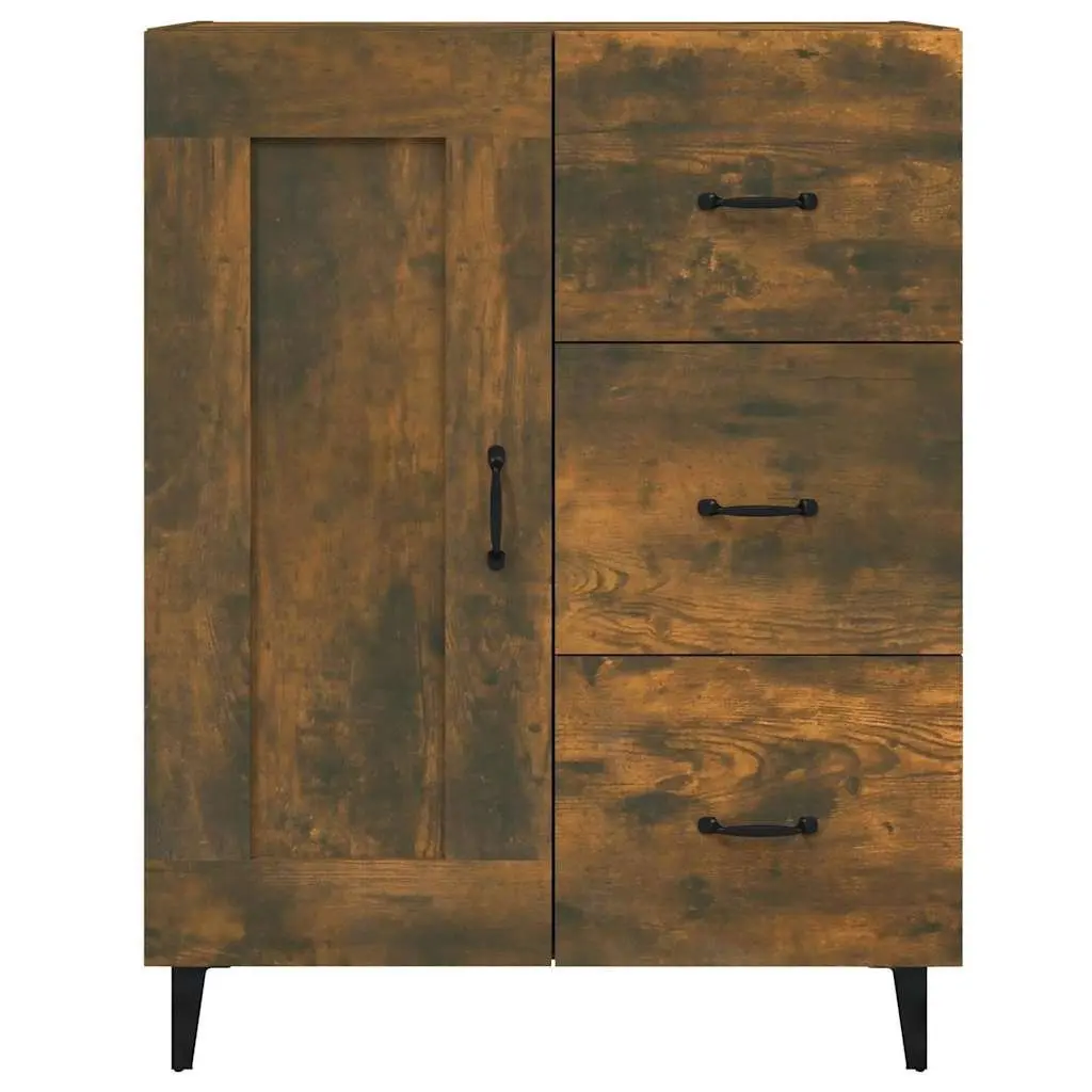 Engineered Wood Sideboard Storage Cabinet with Multiple Compartments Brown 69.5x34x90cm for Living Room