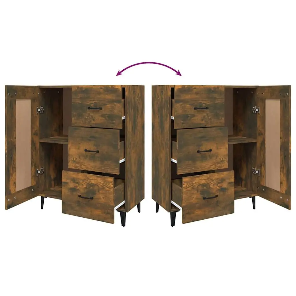Engineered Wood Sideboard Storage Cabinet with Multiple Compartments Brown 69.5x34x90cm for Living Room