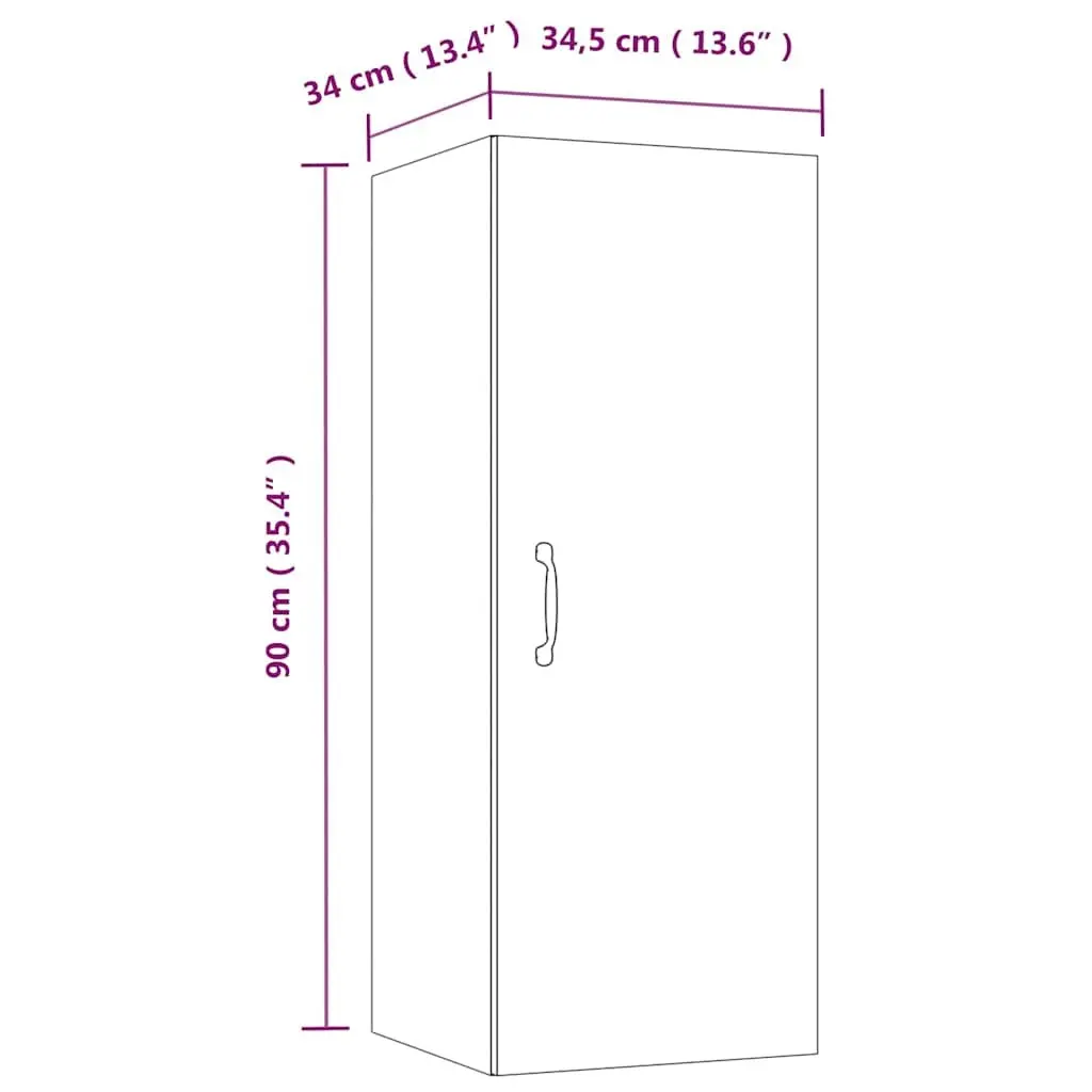 Hanging Wall Cabinet Brown Engineered Wood 34.5x34x90 cm Storage Organizer