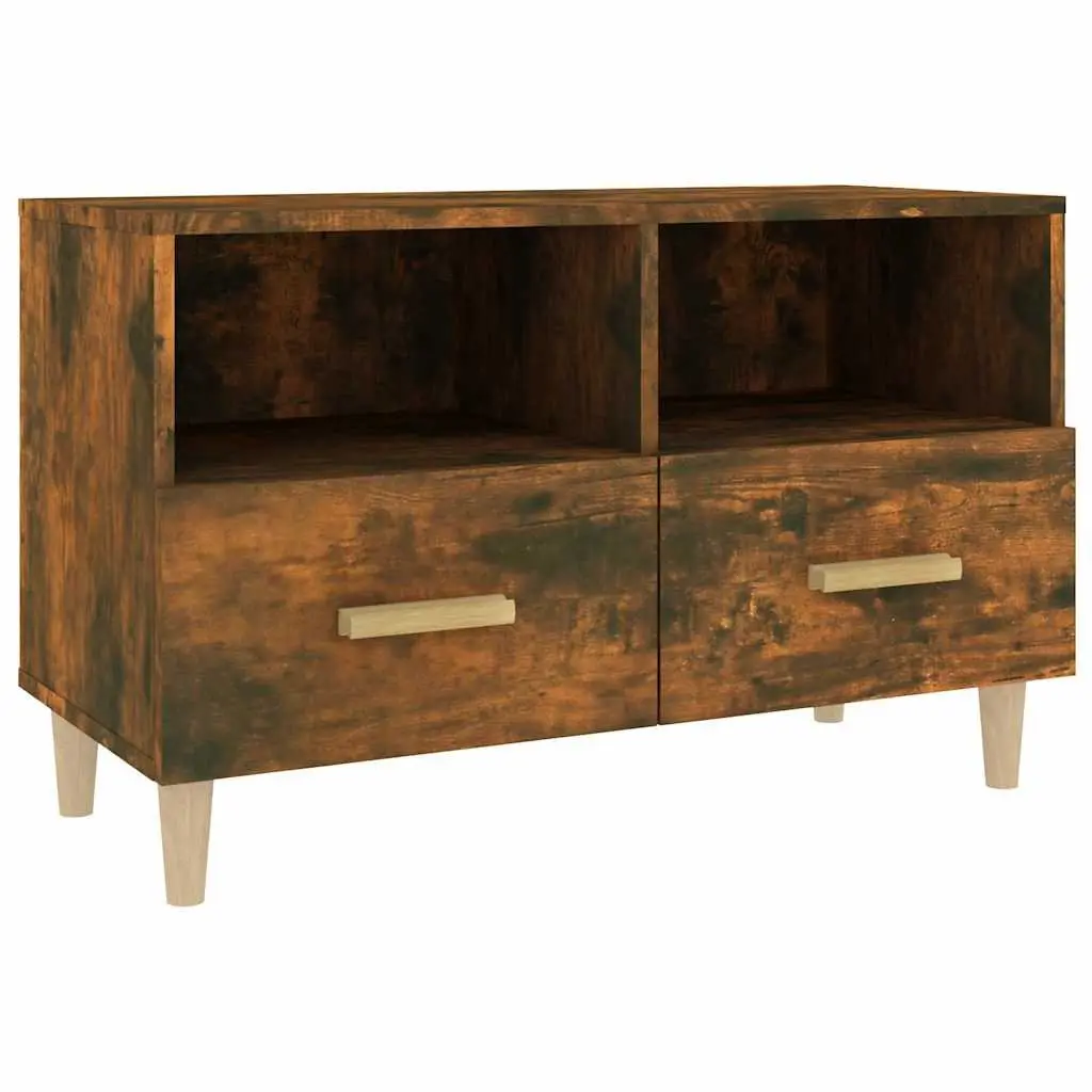TV Cabinet Engineered Wood with Drawers Compartments Smoked Oak 80x36x50cm