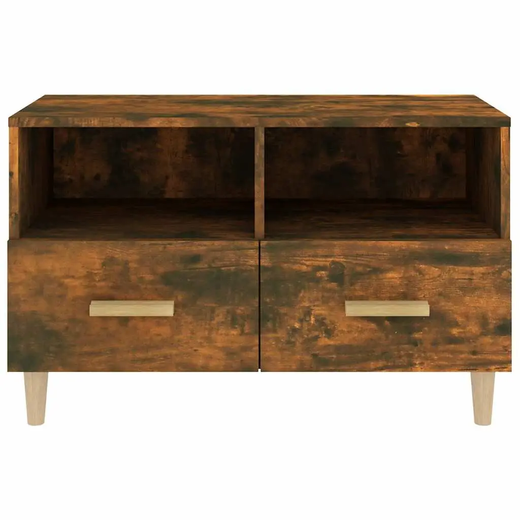 TV Cabinet Engineered Wood with Drawers Compartments Smoked Oak 80x36x50cm