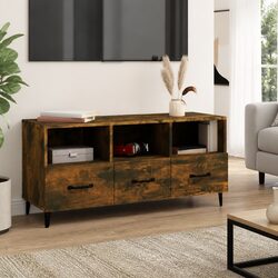 TV Cabinet Smoked Oak Brown Living Room Media Storage Unit Engineered Wood