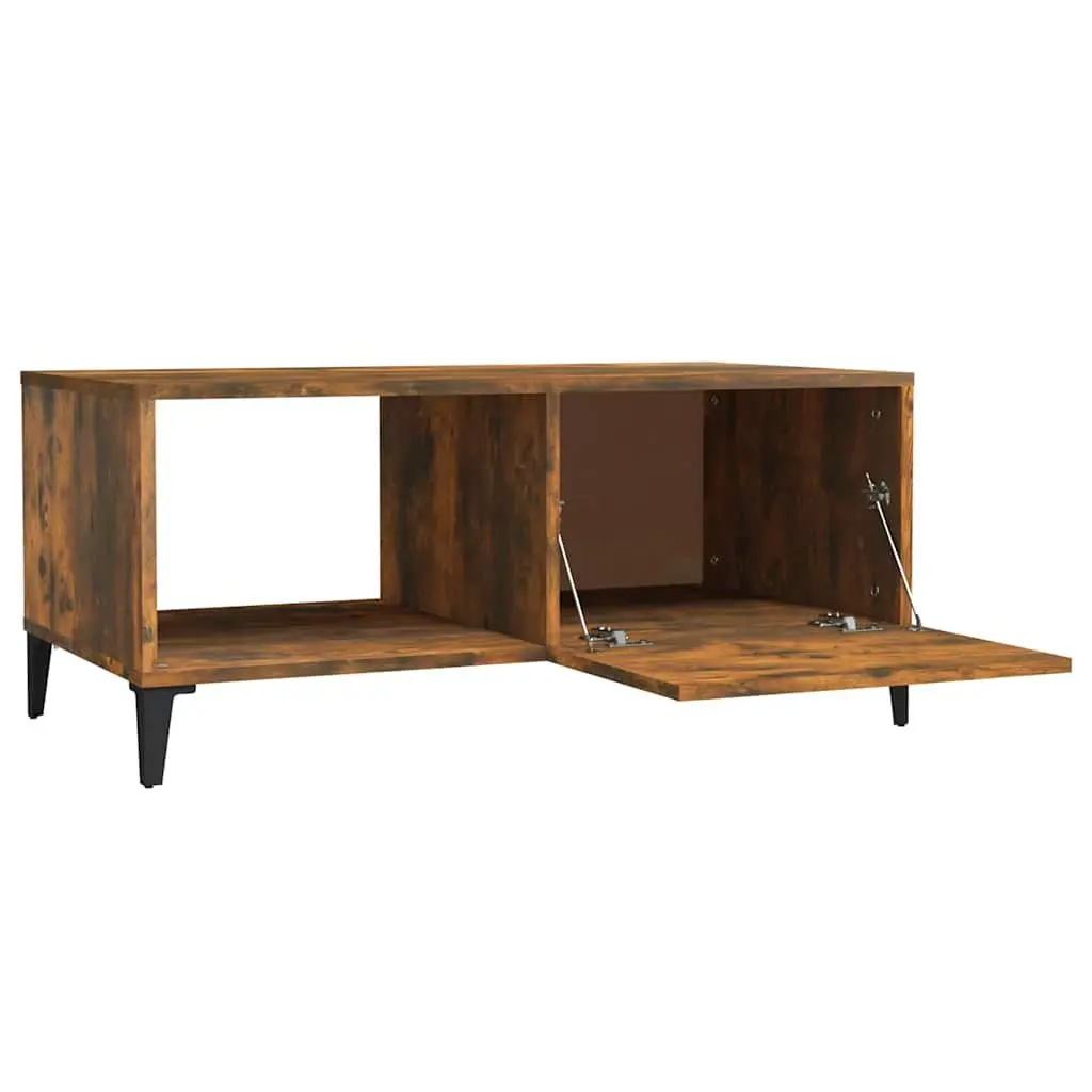 Coffee Table Modern Storage Accent Furniture Smoked Oak Engineered Wood Design