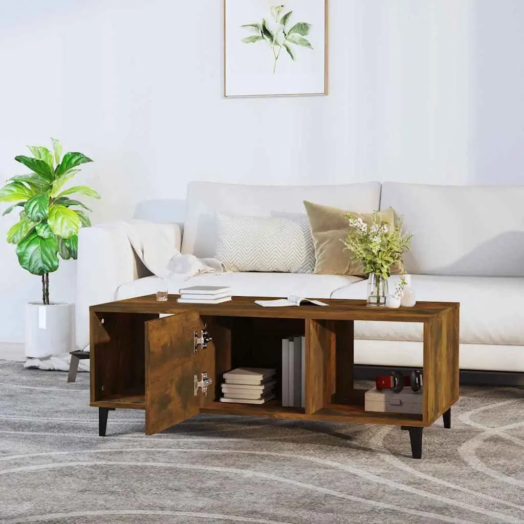 Coffee Table with Storage Compartments Brown Engineered Wood 102L x 50W x 40H cm