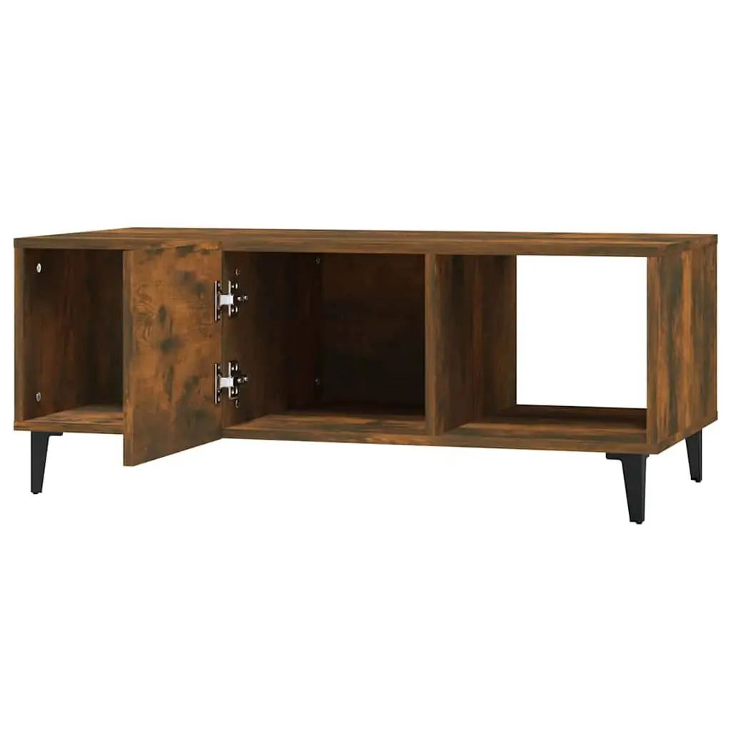 Coffee Table with Storage Compartments Brown Engineered Wood 102L x 50W x 40H cm