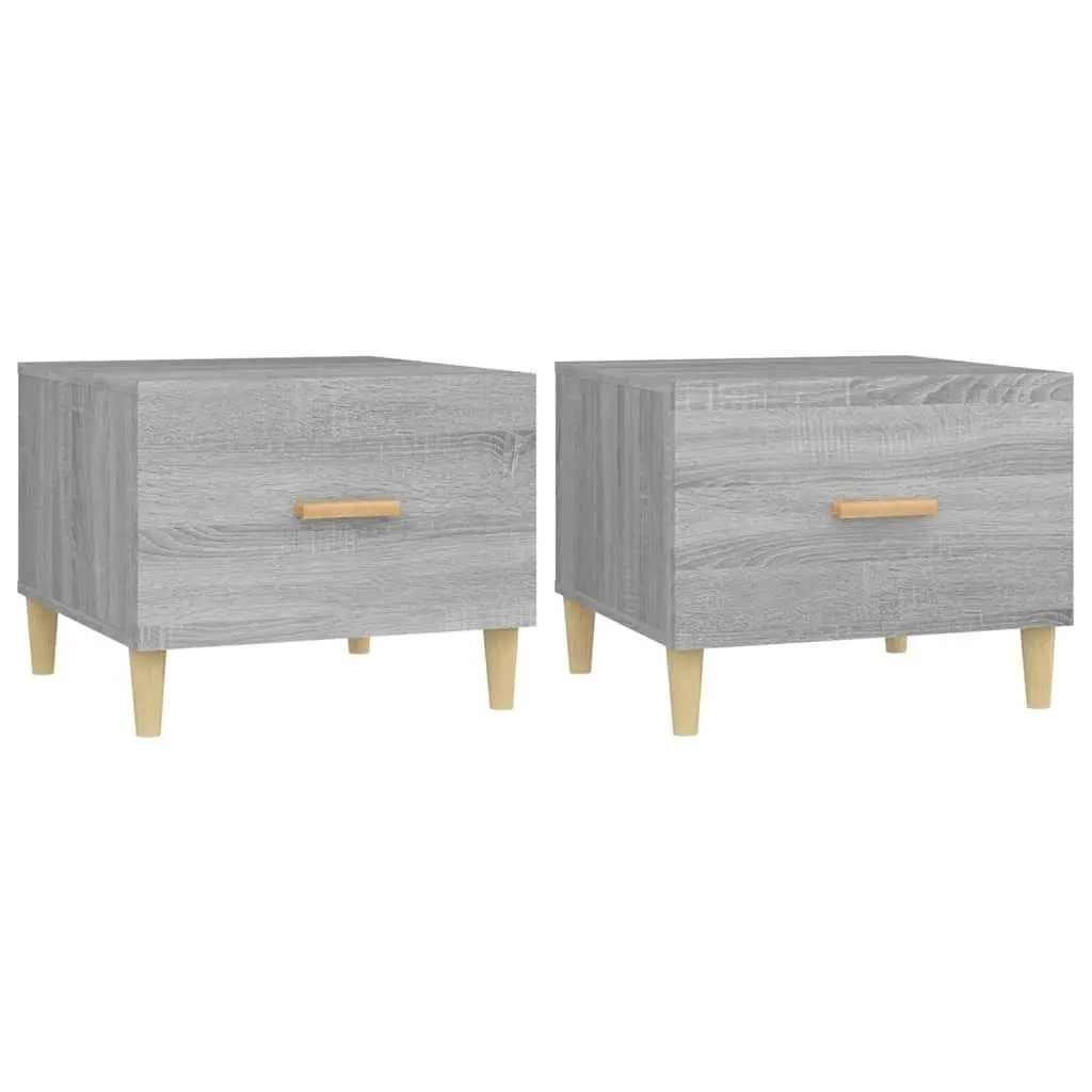 Coffee Tables Set of 2 Grey Sonoma 50x50x40 cm with Storage Drawers