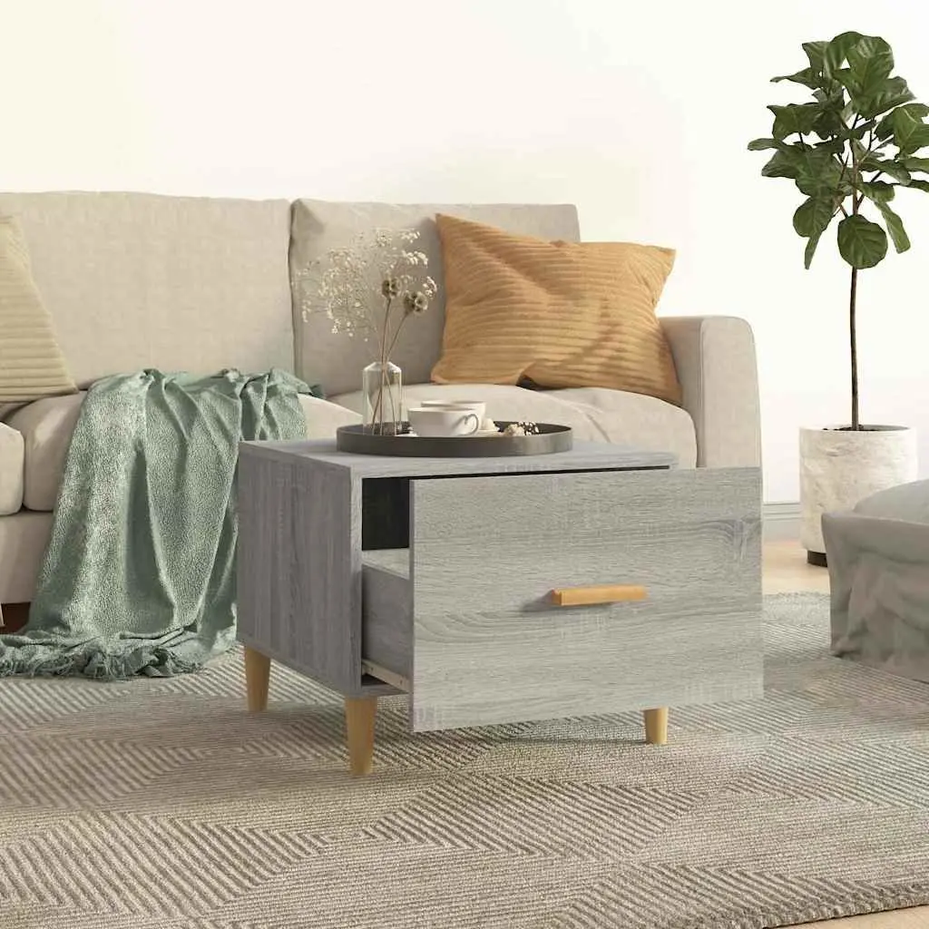 Coffee Tables Set of 2 Grey Sonoma 50x50x40 cm with Storage Drawers