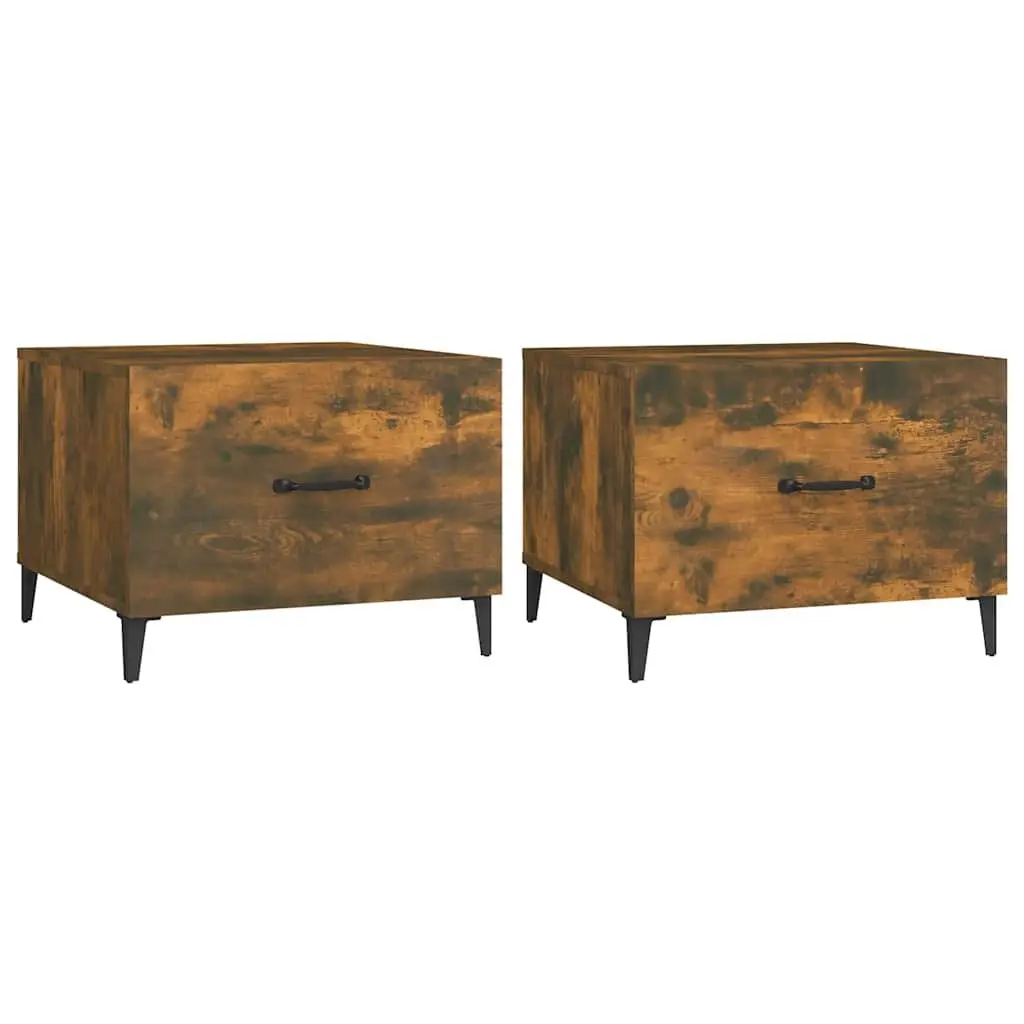 Coffee Tables Set of 2 with Metal Legs Brown Accent Engineered Wood Storage