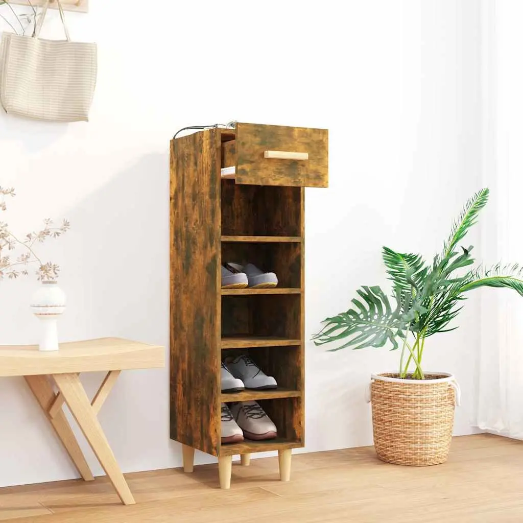 Shoe Cabinet Storage Organiser Brown Engineered Wood Hallway Bedroom Furniture