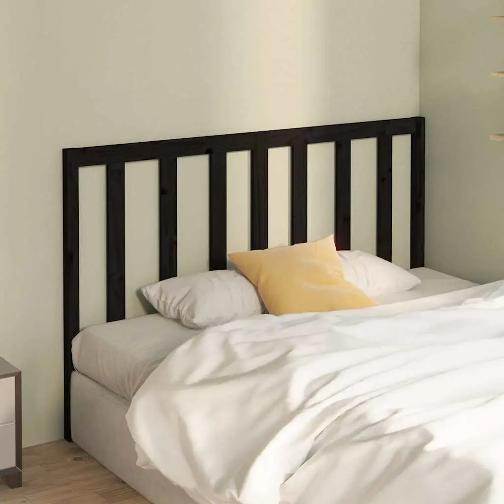 Wooden Bed Headboard Black Solid Pine Wood 141cm