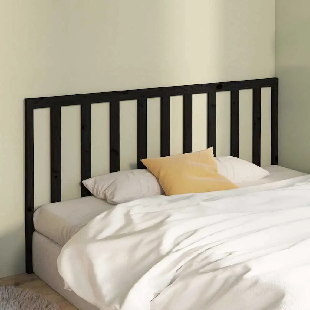 Solid Wood Pine Bed Headboard Black 186cm Rustic Bedroom Furniture Decor
