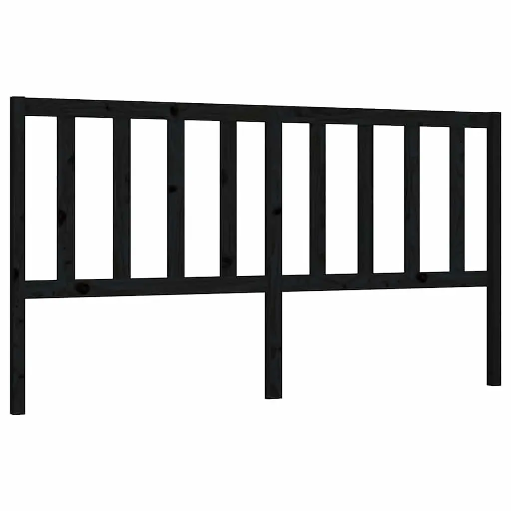Solid Pine Wood Bed Headboard Black 186cm Back Support
