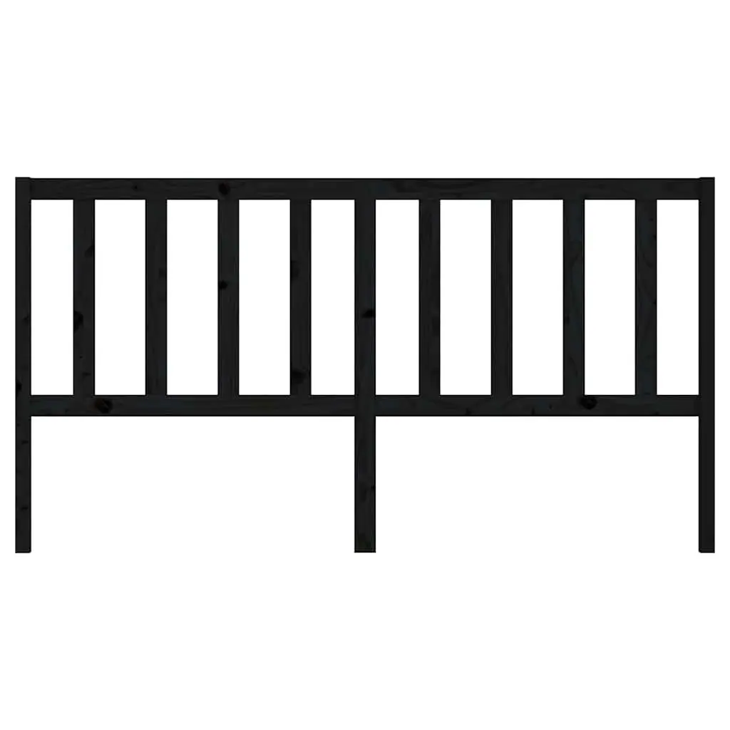 Solid Pine Wood Bed Headboard Black 186cm Back Support