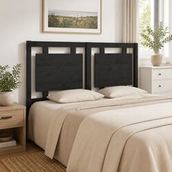 Bed Headboard 140.5 cm Black Solid Pine Wood Rustic Bedroom Furniture Headrest