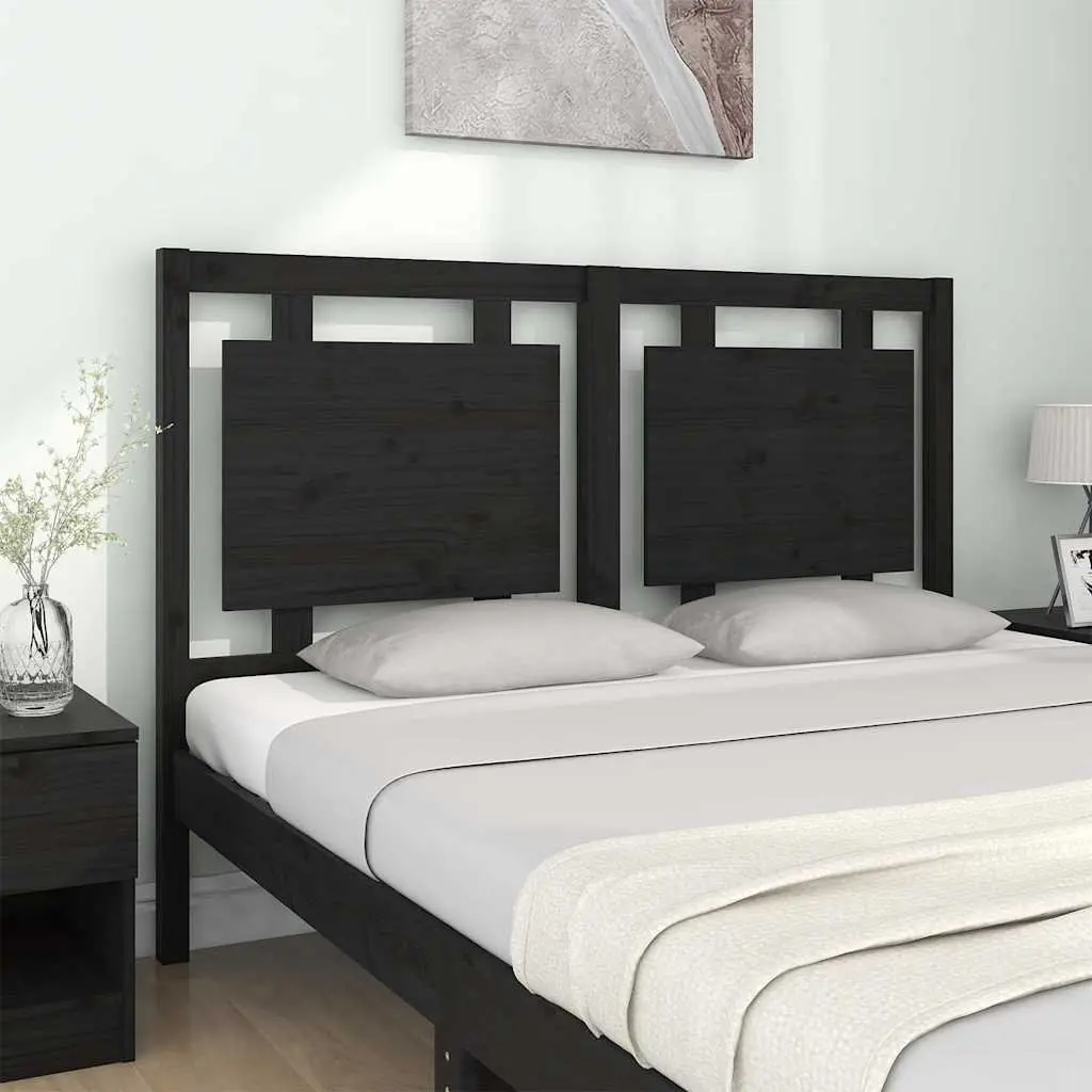 Bed Headboard 140.5 cm Black Solid Pine Wood Rustic Bedroom Furniture Headrest