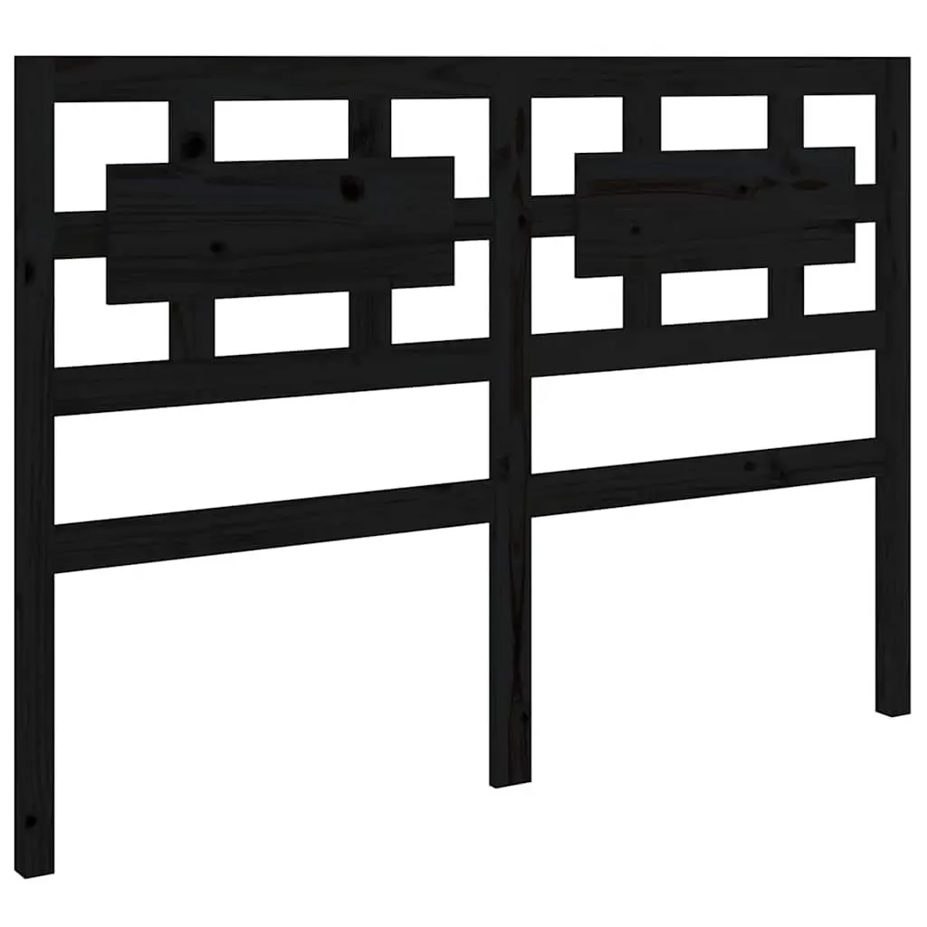 Bed Headboard 140.5 cm Black Solid Pine Wood Rustic Design Bedroom Furniture