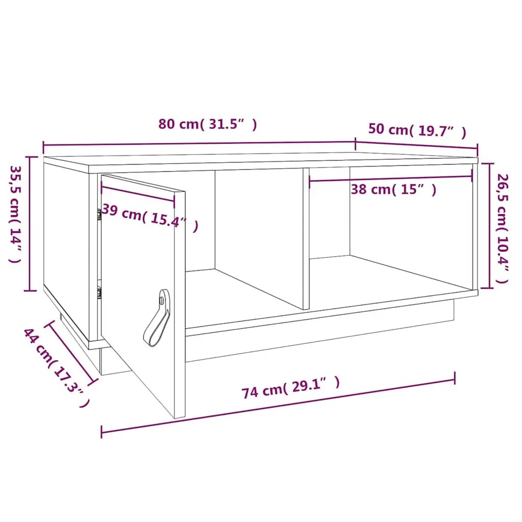 Coffee Table 80x50x35.5 cm with Storage Compartments Modern Living Room